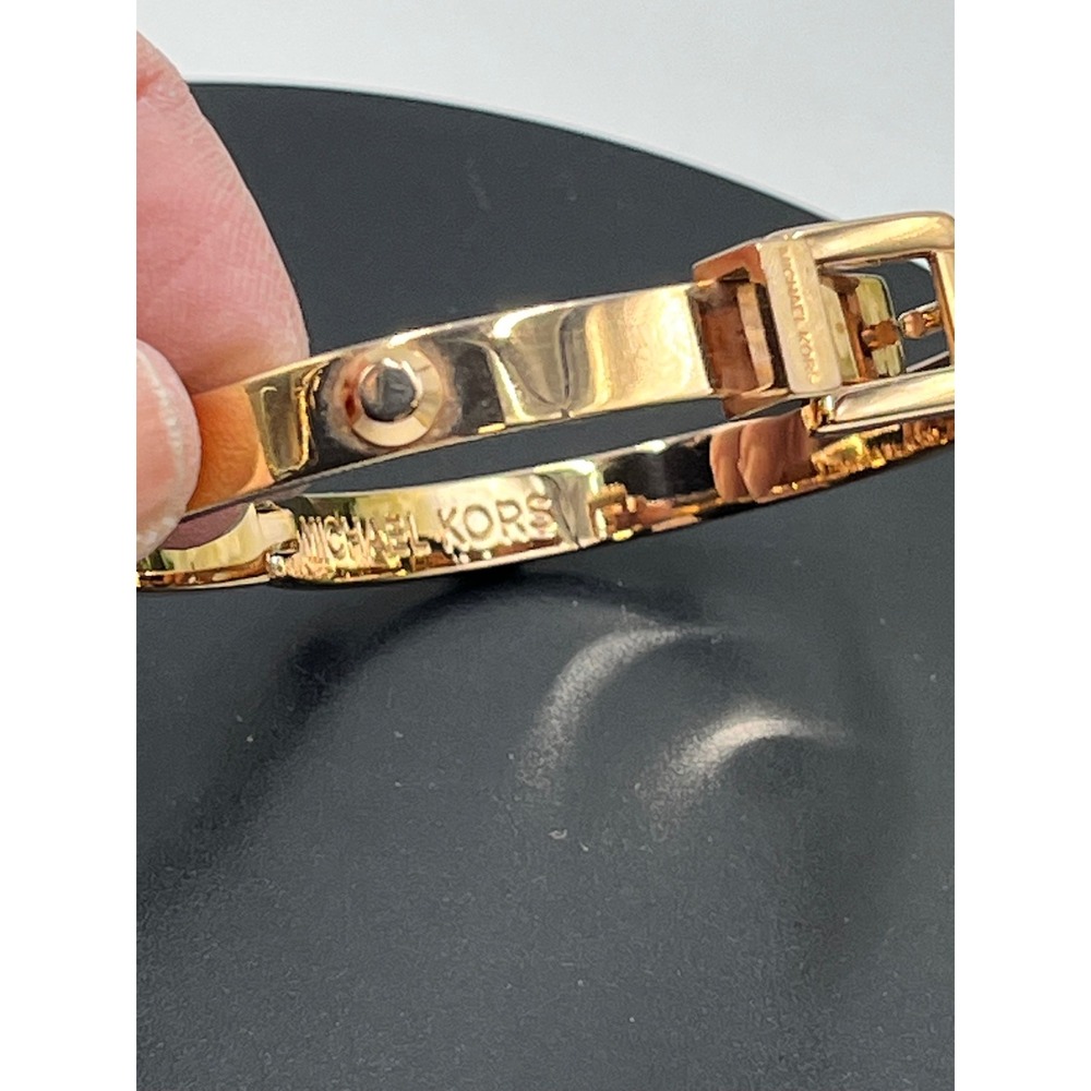 Michael Kors Designer Astor Rose Gold Buckle Closure Bangle Bracelet - Picture 12 of 16